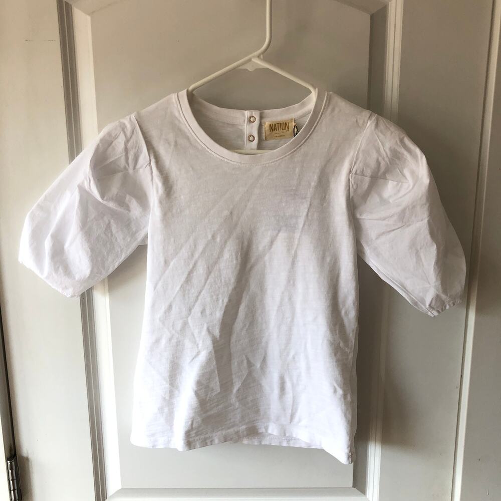 Nation LTD. Women's Top XS Radhika Bold Shoulder Top in Optic White NWT's $143